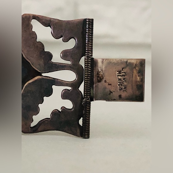 Beautiful Pre Eagle 1940’s Mexican 4 Panel Aztec Face Design - Sterling Bracelet - Picture 12 of 14